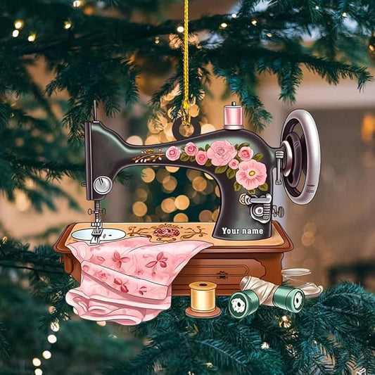 Personalized Sewing Machine Ornament - Custom Christmas Gift for Sewing Lovers LL12
