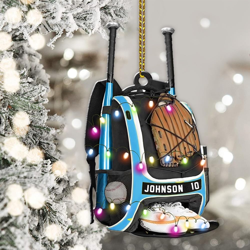 Personalized Baseball Christmas Ornament – Custom Name Acrylic Ornament, Sports Holiday Decoration, Baseball Player Gift TH9
