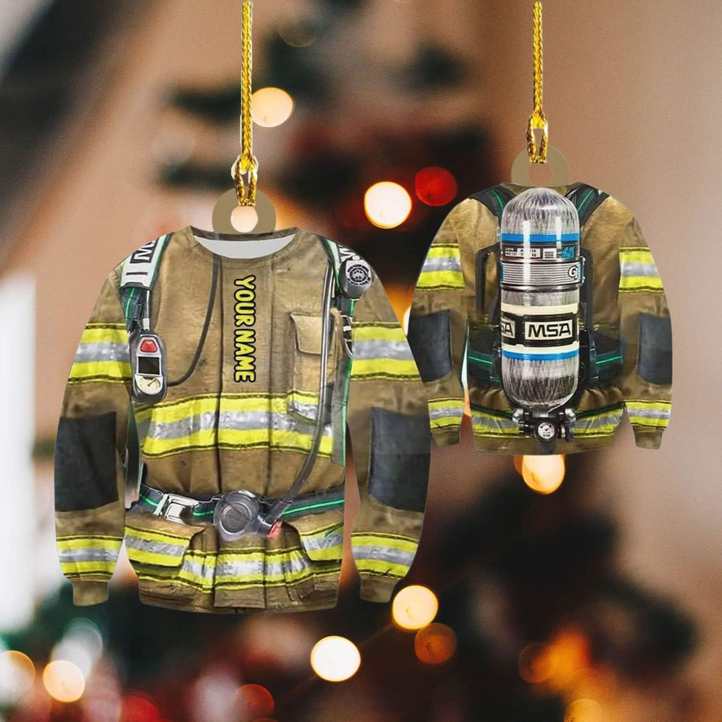 Personalized Firefighter Uniform Christmas Ornament Style 6
