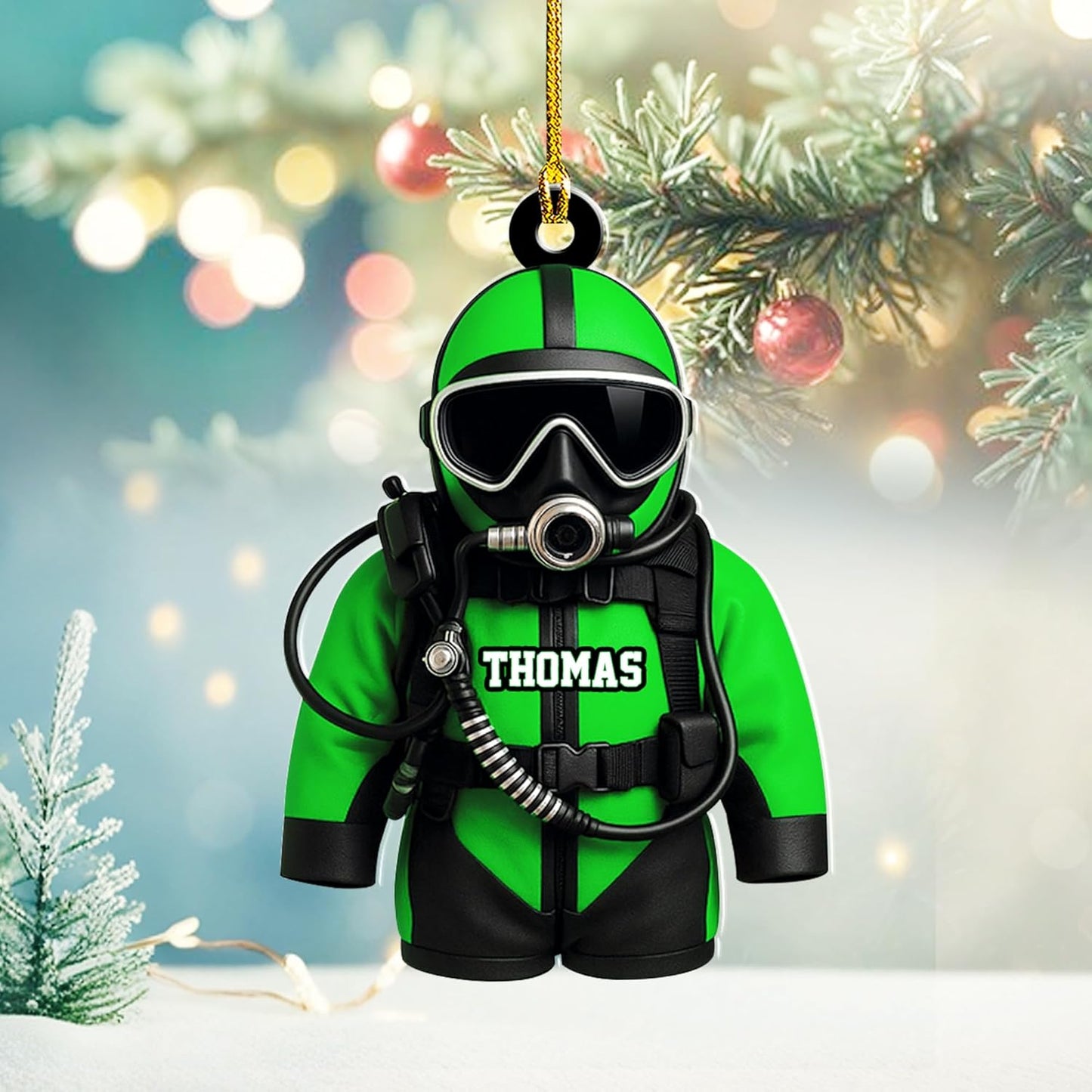 Custom Name Diving Ornament – Personalized Acrylic Scuba Diver Christmas Keepsake, Underwater Gift TSD22