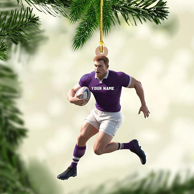 Personalized Rugby Player Christmas Gift for Sports Lovers - Rugby Ornament LL25