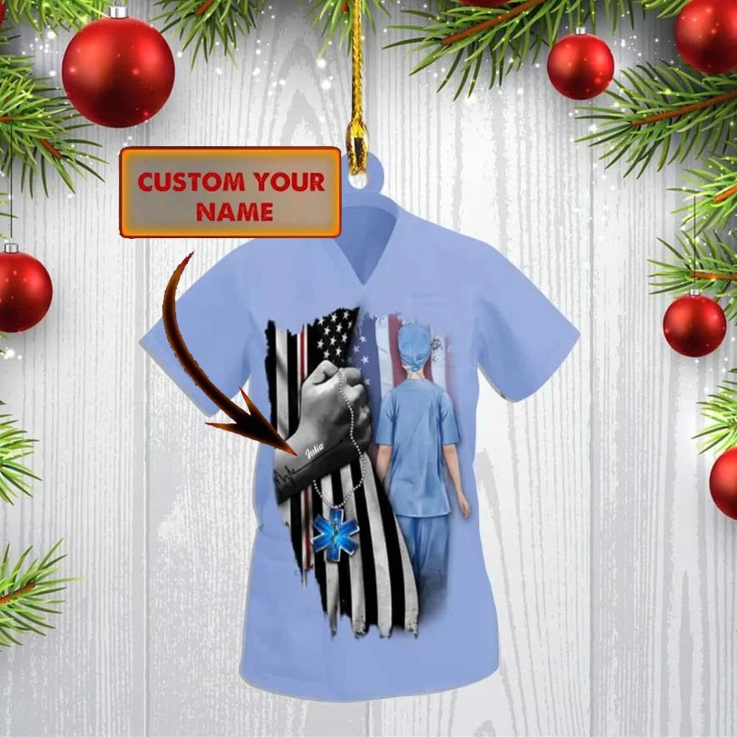 Custom Nurse Uniform Ornament - Nurse Christmas Ornament Design 14