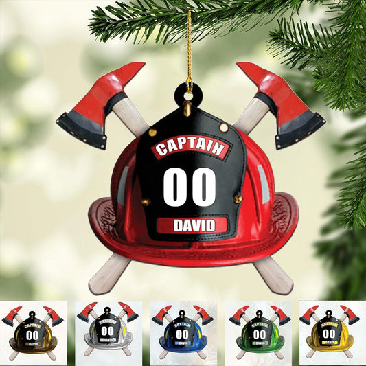 Personalized Firefighter Helmet Christmas Ornament