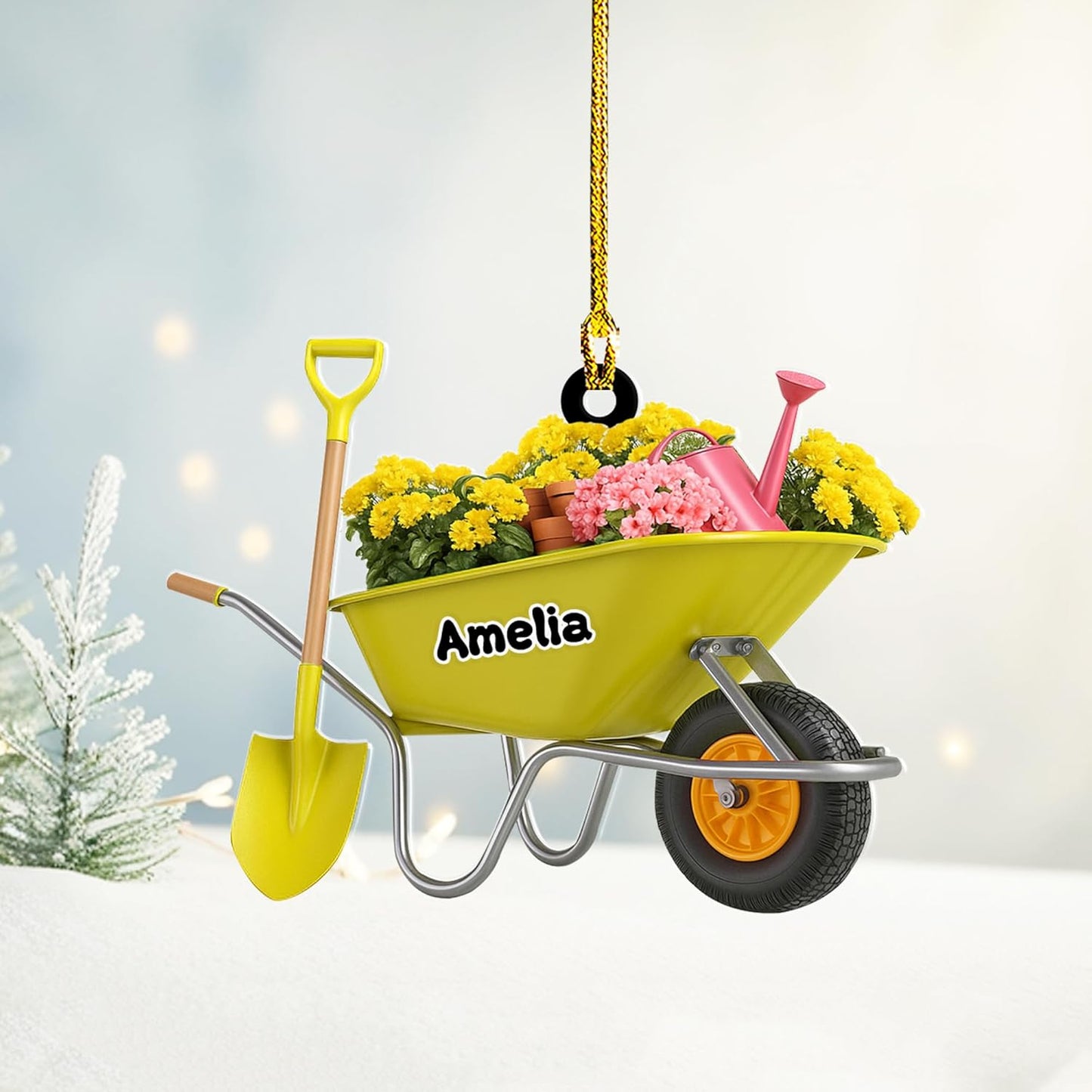 Personalized Gardening Acrylic Ornament – Custom Name Garden Tools Christmas Tree Decoration for Gardeners & Plant Lovers TG3