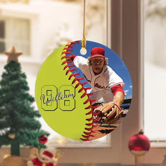 Personalized Softball Ornament – Custom Sports Christmas Tree C19