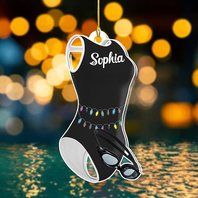 Personalized Swimming Ornament - Custom Swimmer Christmas Gift for Boys, Girls & Pool Lovers