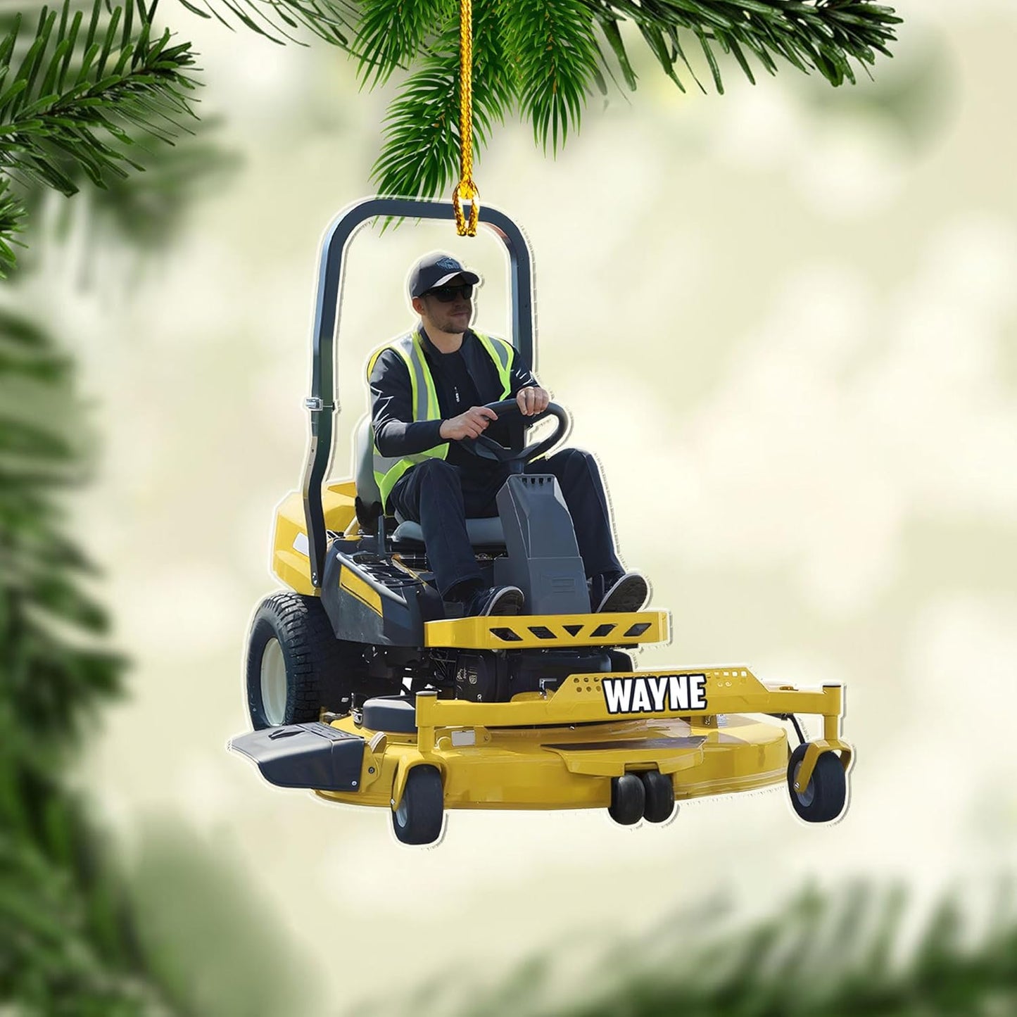 Custom Photo Lawn Mower Christmas Ornament | Personalized Gardening Holiday Keepsake Gift for Gardeners & Lawn Care Workers TG67