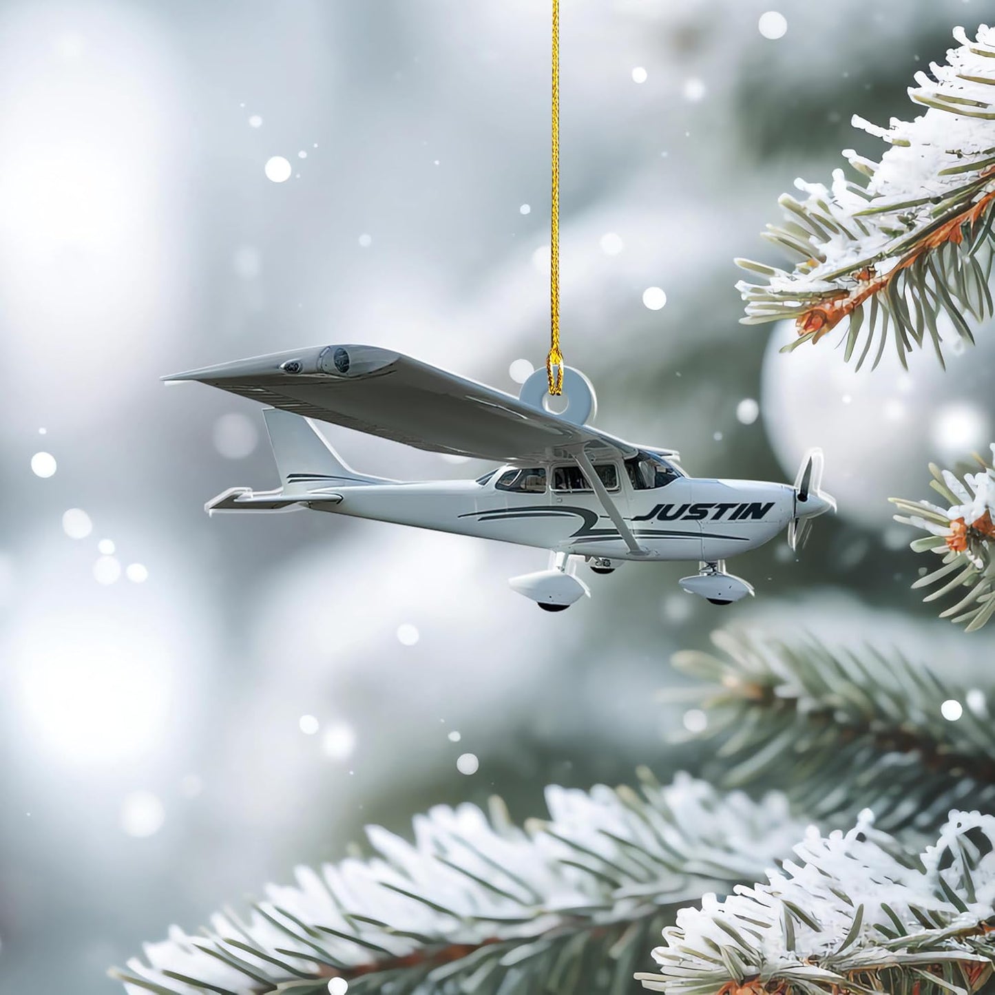 Personalized Small Airplane Pilot Christmas Ornament