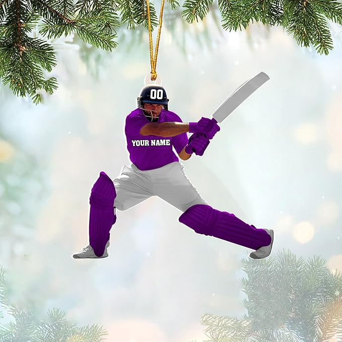 Personalized Cricket Christmas Ornament 2025, Custom Cricket Bat Ornament N21