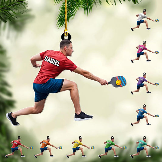 Custom Face & Name Pickleball Player Ornament – Pickleball Christmas Ornament Style 4