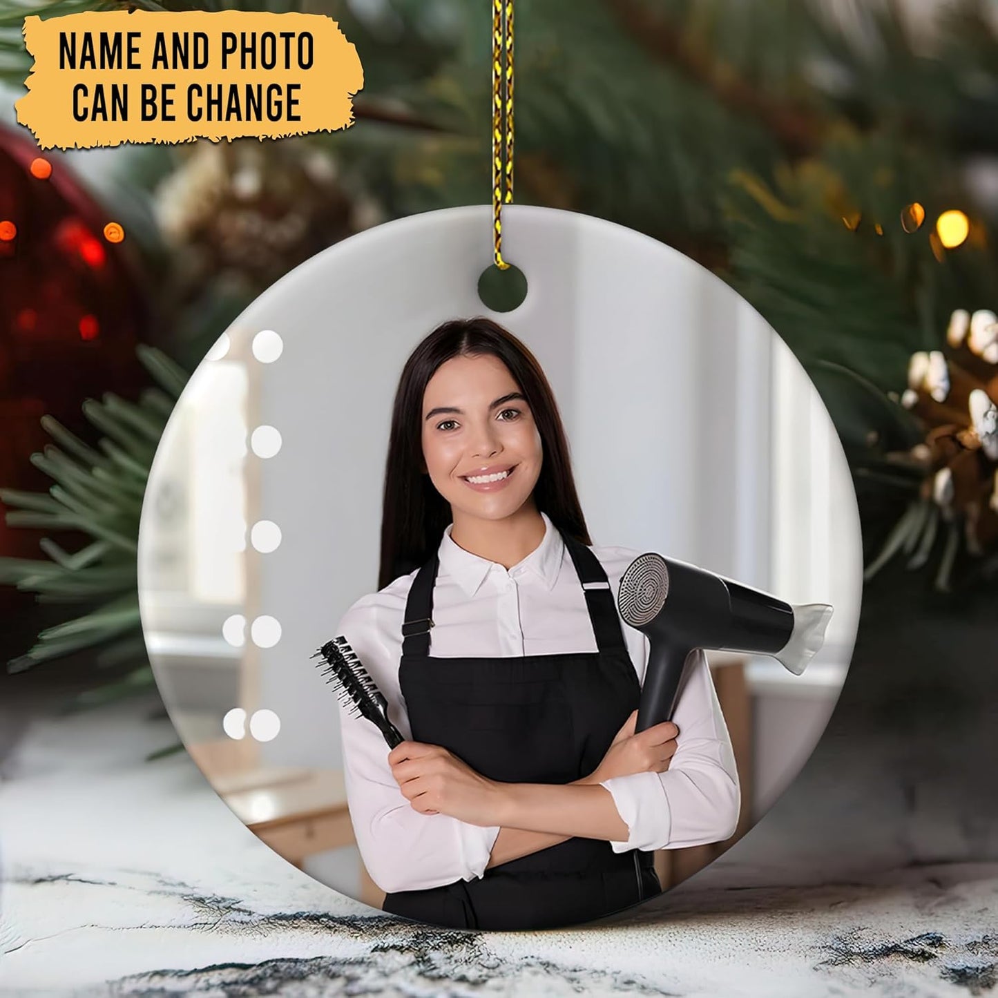 Personalized Hair Stylist Ornament – Custom Name Hairdresser Christmas Ornament Style 23