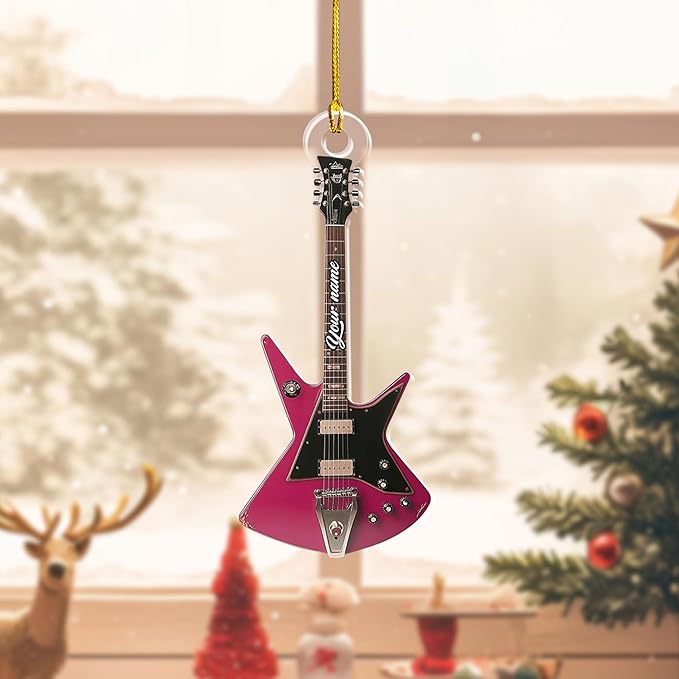Personalized Electric and Acoustic Guitar Christmas Ornament - Guitar Ornament Gift LL30