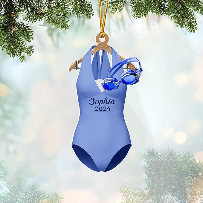 Personalized Swimming Ornament - Custom Swimmer Christmas Gift for Boys, Girls & Pool Lovers LL4