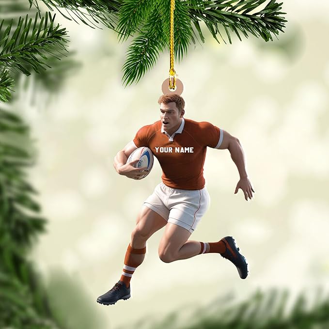 Personalized Rugby Player Christmas Gift for Sports Lovers - Rugby Ornament LL25