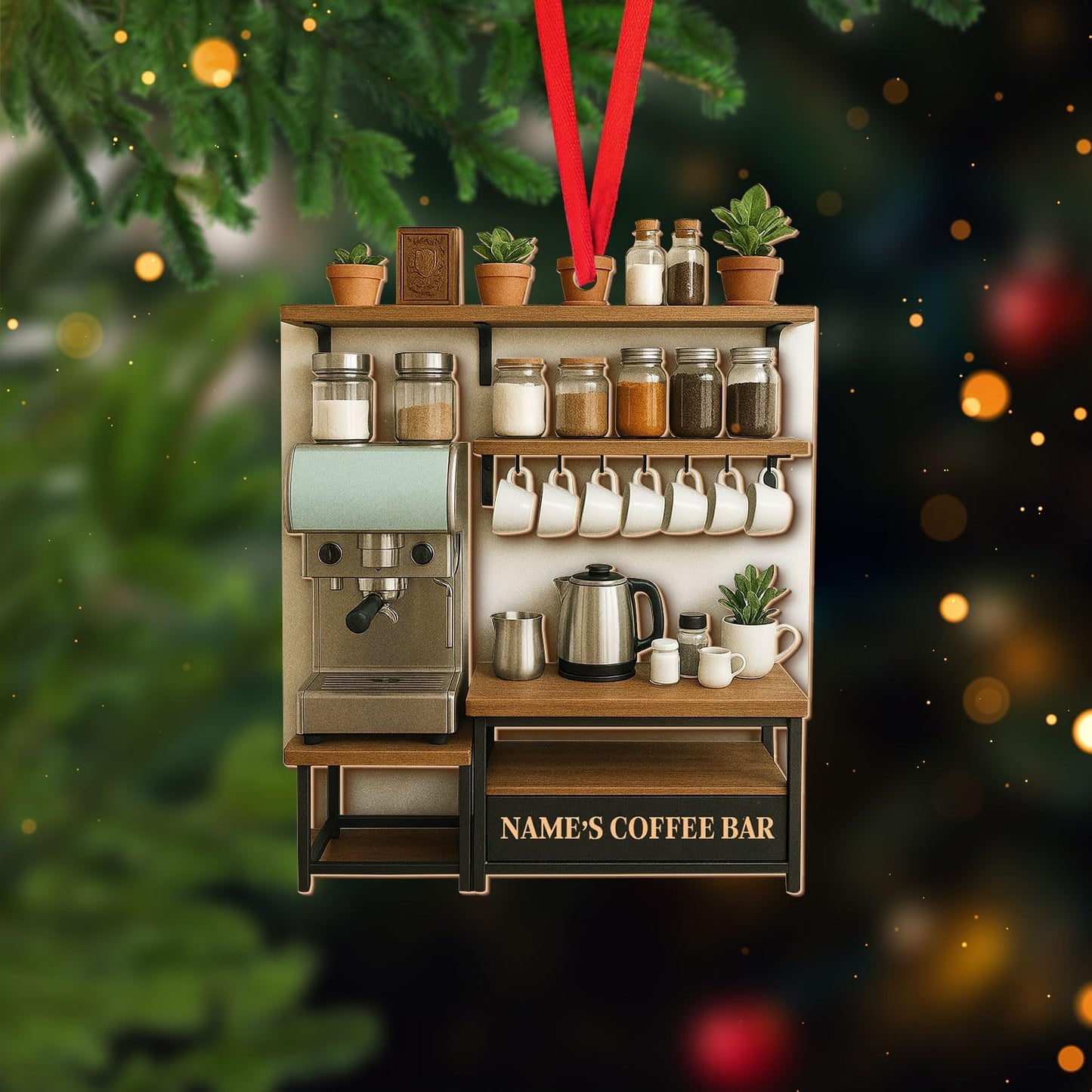 Personalized Coffee Bar Ornament – Unique Holiday Keepsake for Coffee Lover TC23