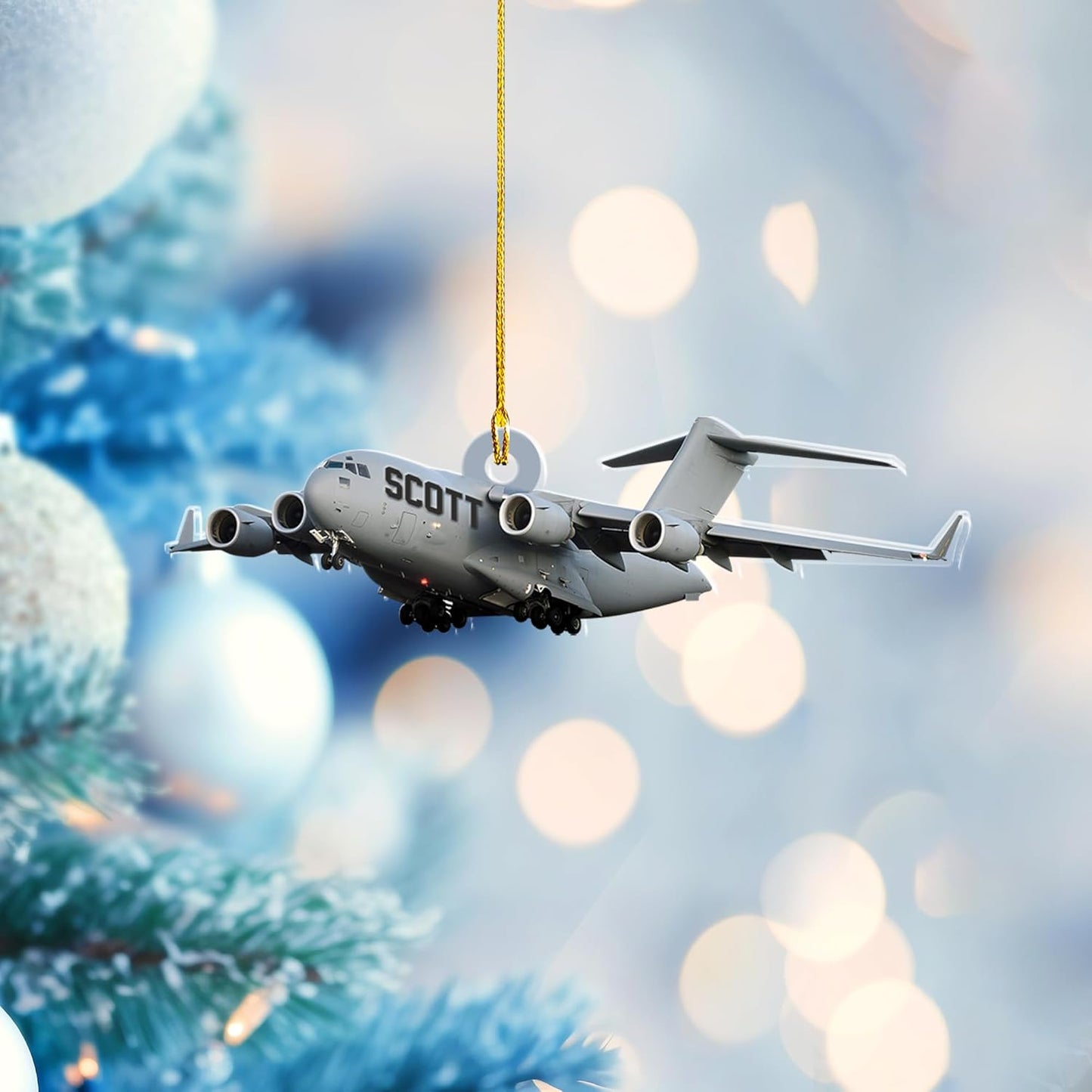 Personalized Airplane Pilot Christmas Ornament Style 3