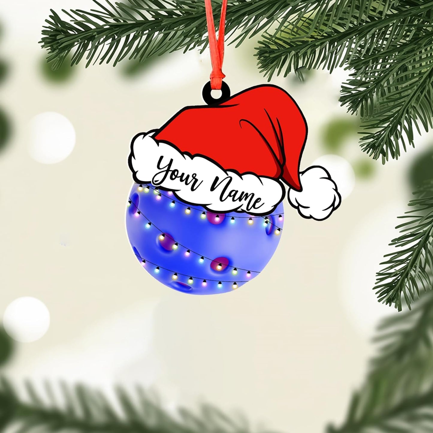 Custom Name Pickleball Christmas Ornament