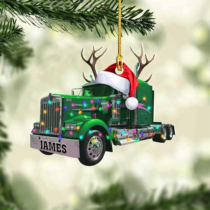 Personalized Semi Truck Christmas Decor - Truck Driver Ornament Gift L2
