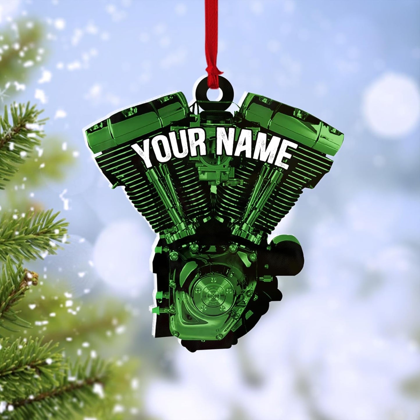 Custom Drag Racer Ornament – Personalized Acrylic Engine Design, Power Tool Themed Christmas Gift TDR7