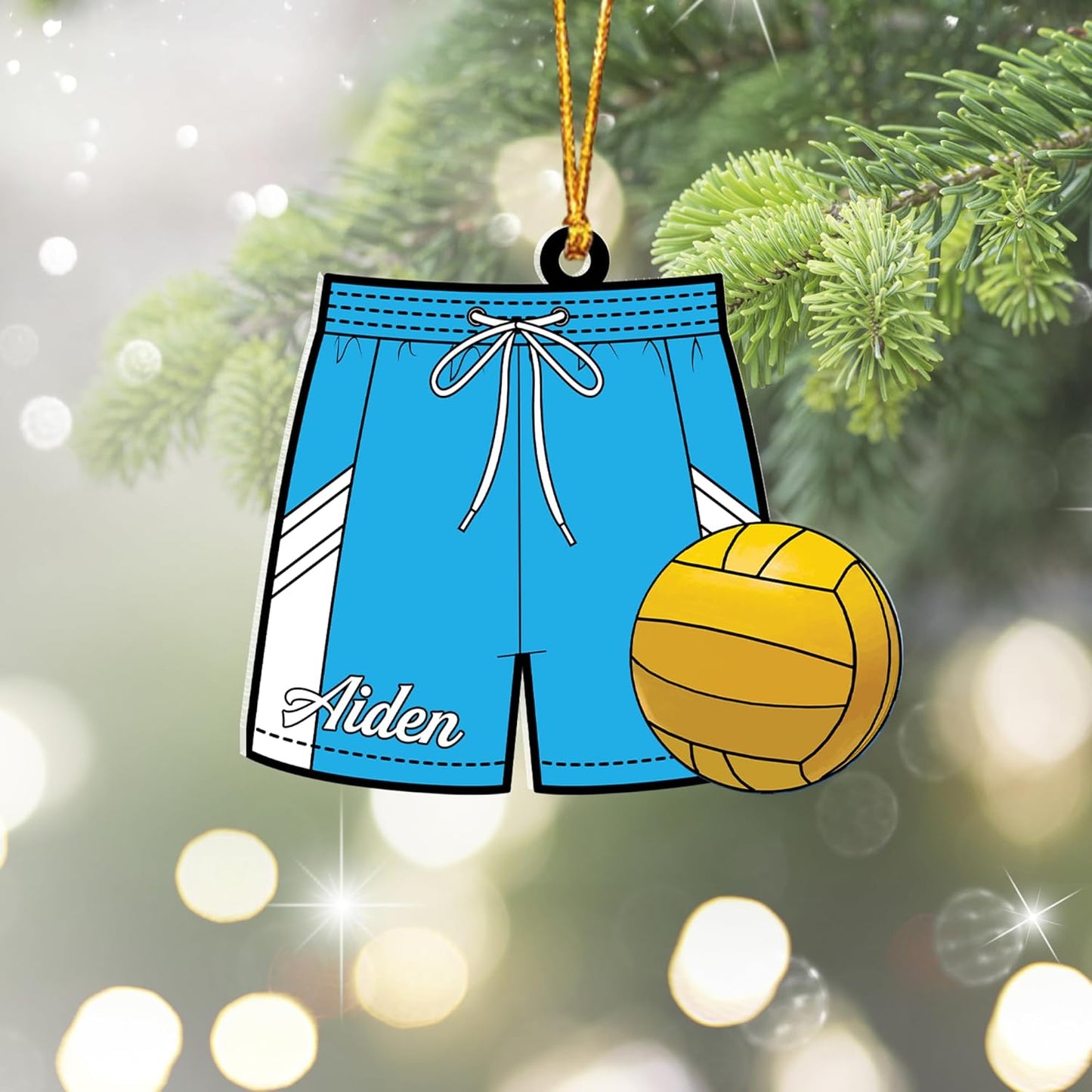 Custom Name Water Polo Ball Christmas Ornament – Personalized Water Polo Ball Ornament, Sport Holiday Tree Decoration, Gift for Water Polo Players TW4