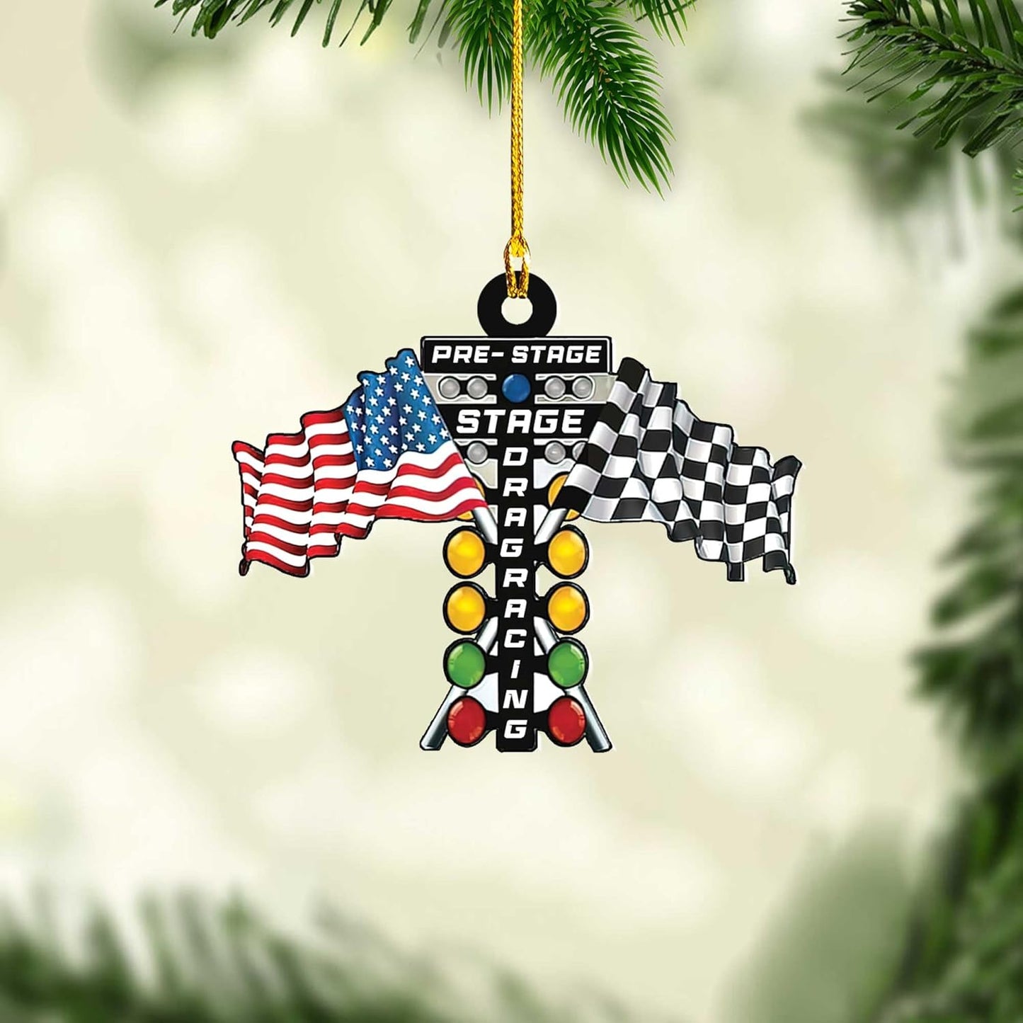 Personalized Racing Car Ornament – Custom Acrylic Drag Racing Christmas Decoration, Gift for Car Lovers and Drivers TR29
