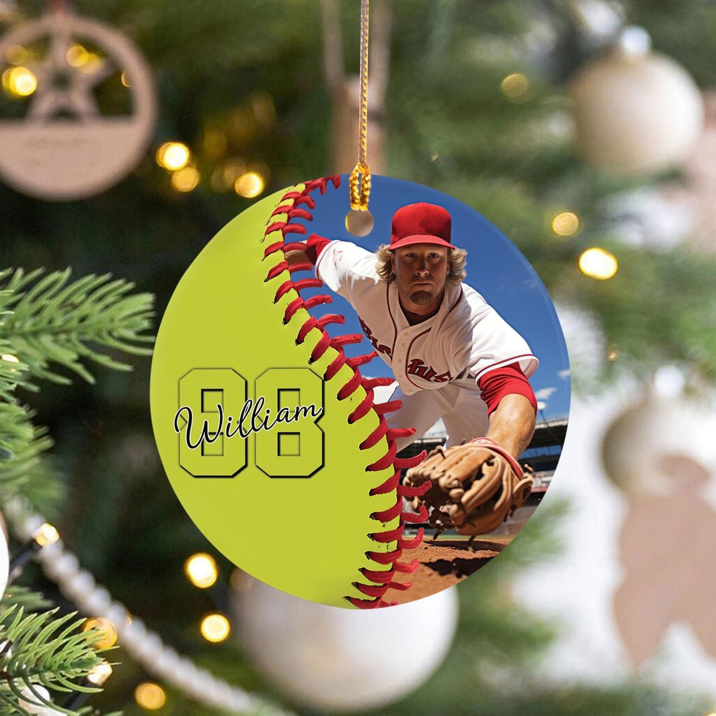 Personalized Softball Ornament – Custom Sports Christmas Tree C19