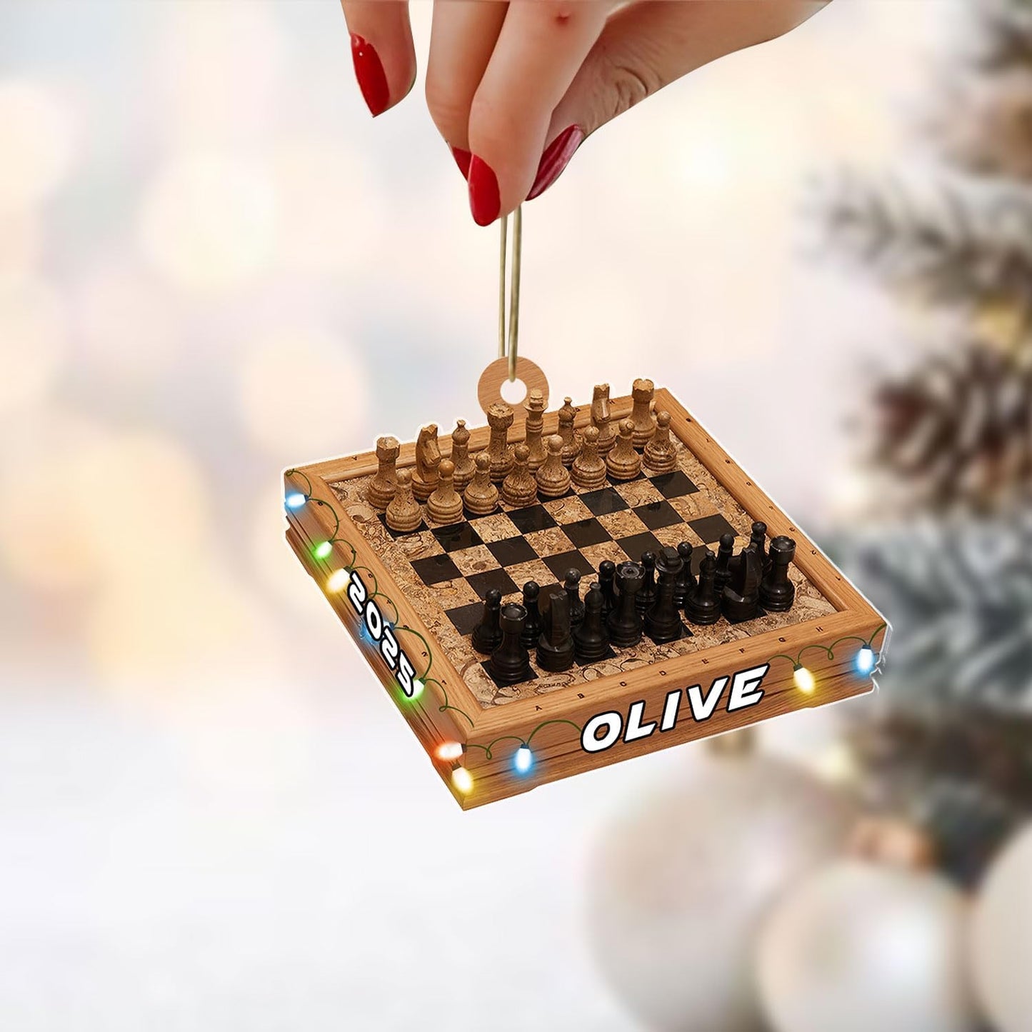 Personalized Name Chess Ornament Gift for Men Women Chess Team Player N23