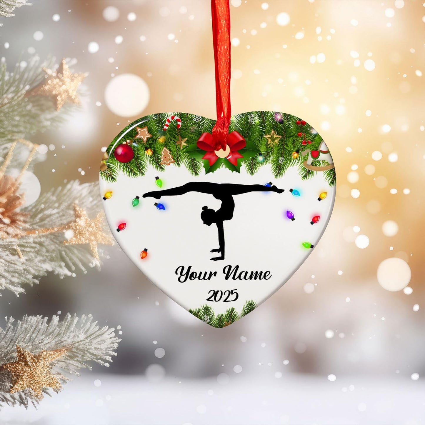 Personalized Name Gymnastics Ornament 2025, Girl Gymnast Ornaments, Wood Ornament for Xmas C11