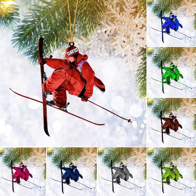 Personalized Snow Skiing Ornament, Custom Colored Skiing Mask Shape Ornament N22