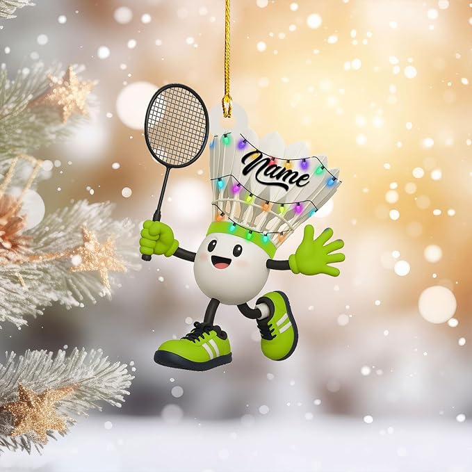 Pesonalized Christmas Gift for Badminton Players, Sports Lovers Badminton Ornament LL47