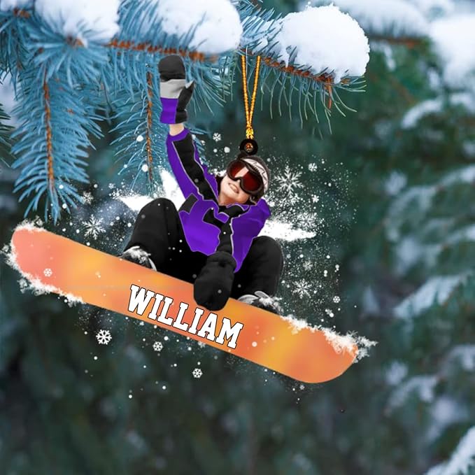 Personalized Snow Skiing Ornament, Custom Colored Skiing Mask Shape Ornament N24