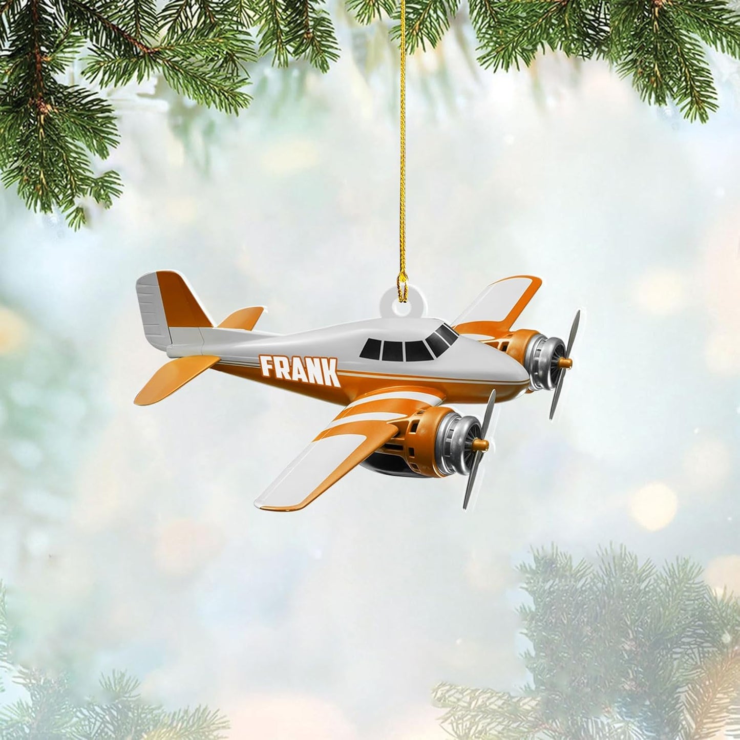 Personalized Twin Engine Airplane Pilot Christmas Ornament