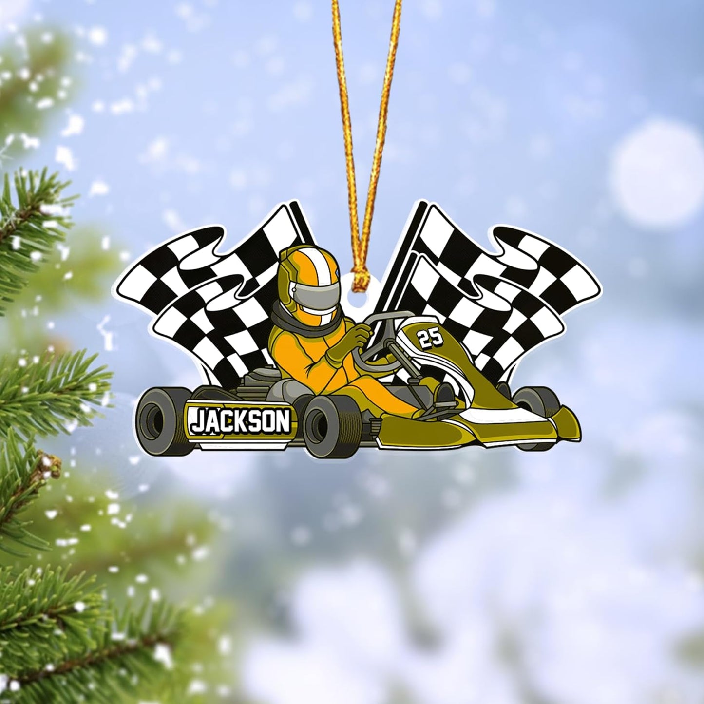 Personalized Racing Car Ornament – Custom Acrylic Drag Racing Christmas Decoration, Gift for Car Lovers and Drivers TR27