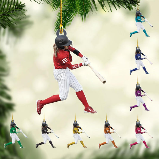 Personalized Softball Ornament – Custom Sports Christmas Tree C13