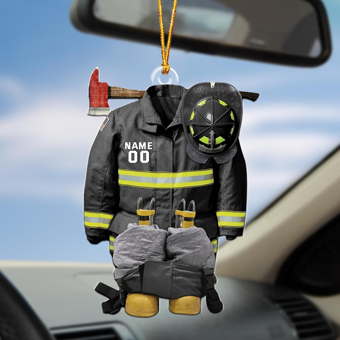 Personalized Firefighter Uniform Christmas Ornament Style 3