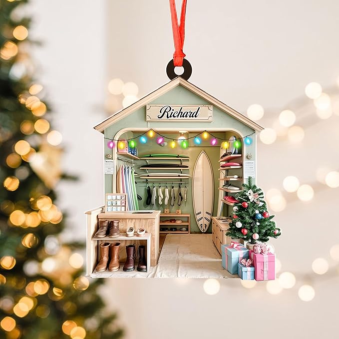 Custom Surfboard Christmas Ornament - Surfing Tree Decoration Gift for Surfers LL21