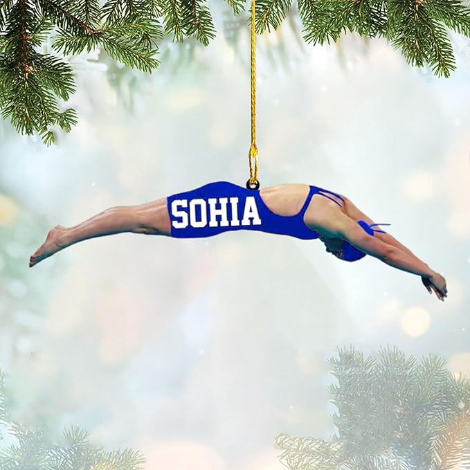 Personalized Swimming Ornament - Custom Swimmer Christmas Gift for Boys, Girls & Pool Lovers LL5