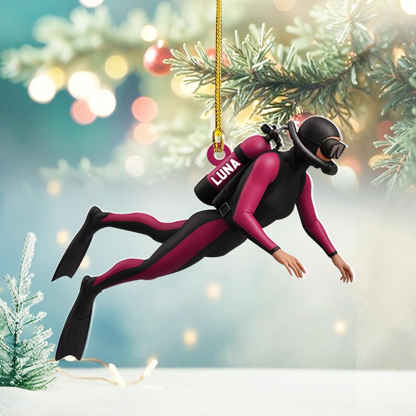 Custom Scuba Diver Ornament – Personalized Acrylic Christmas Tree Decoration, Gift for Divers and Swimmers TSD28