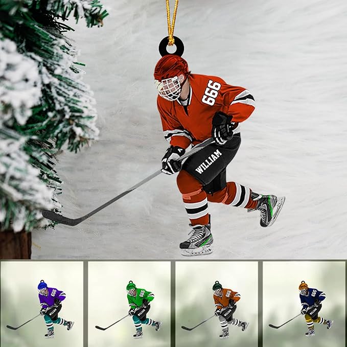 Personalized ice Hockey Ornament N07