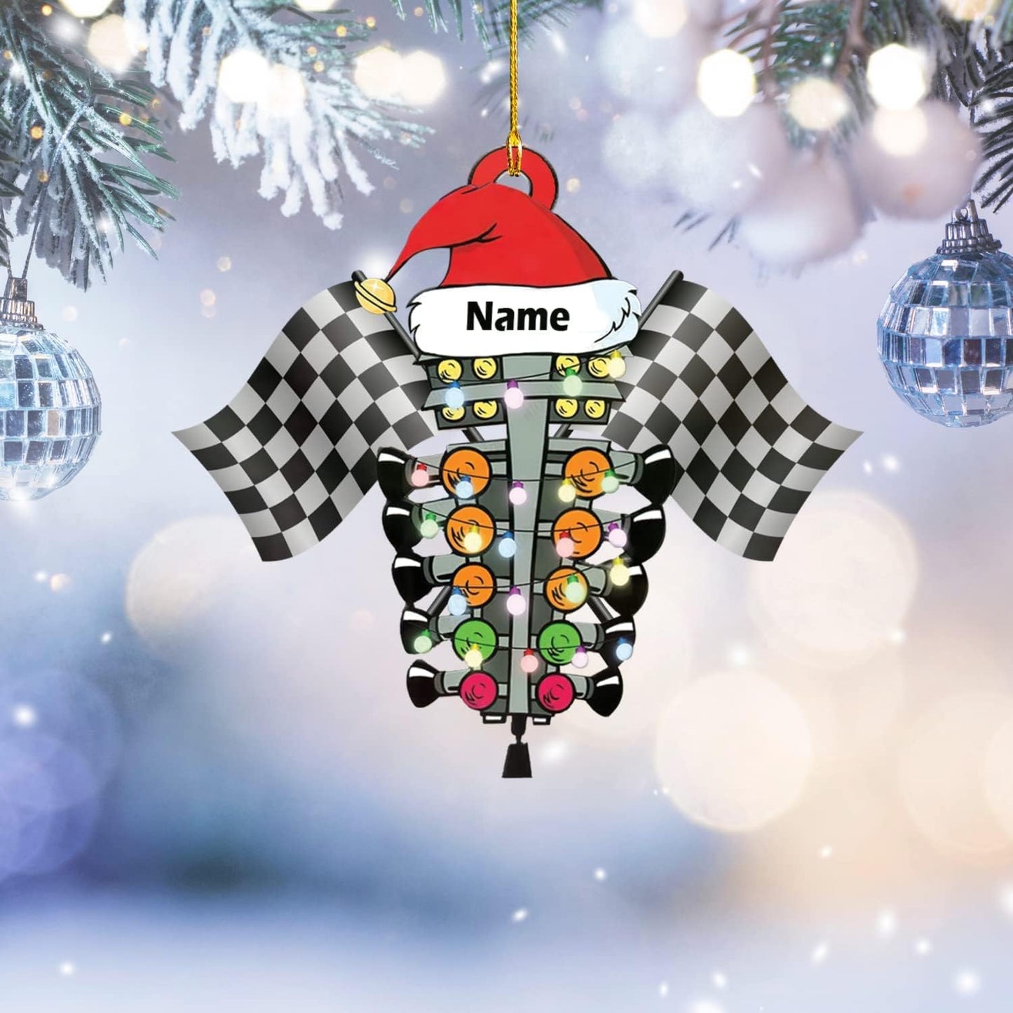 Personalized Racing Car Ornament – Custom Name Acrylic Race Car Christmas Decoration, Car Lover Gift TR15