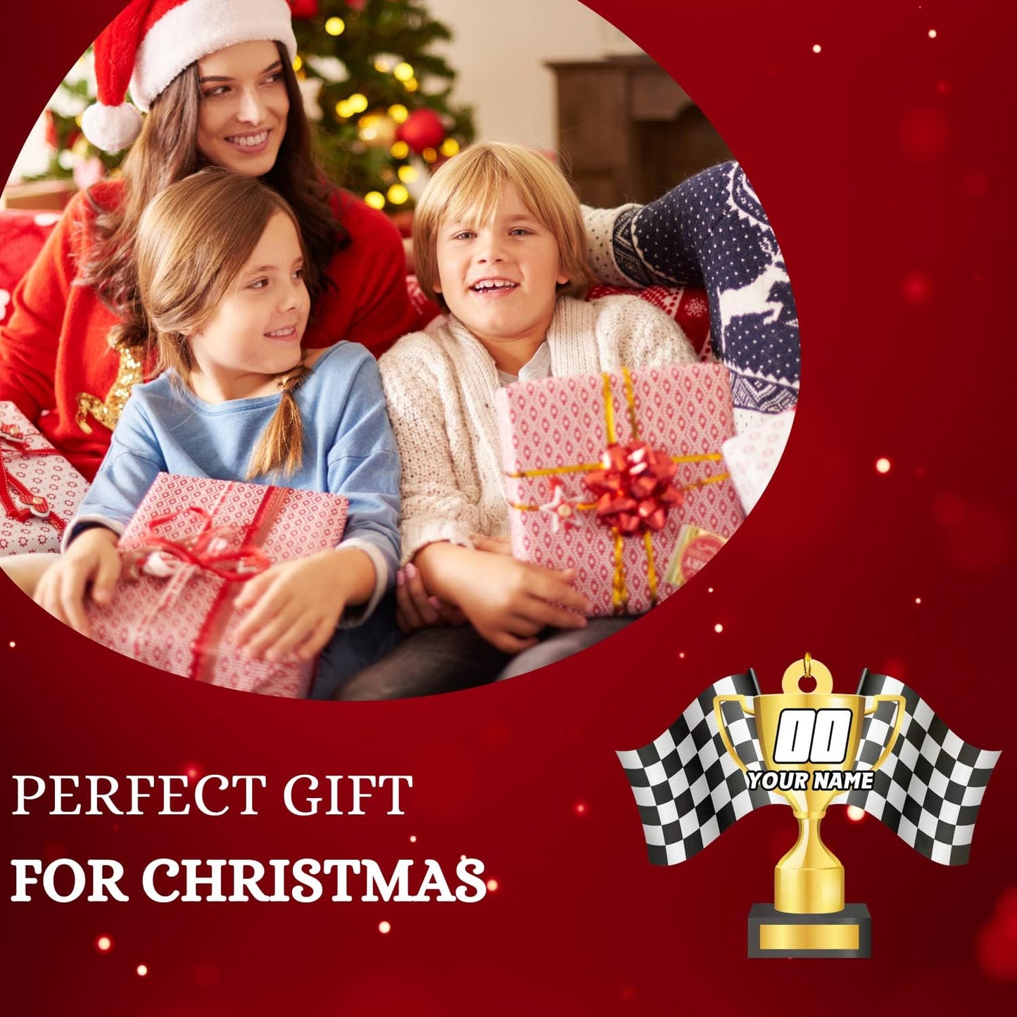 Personalized Racing Car Ornament – Custom Name Acrylic Race Car Christmas Decoration, Car Lover Gift TR17