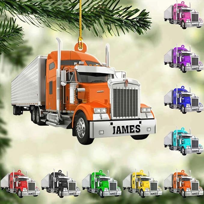 Personalized Semi Truck Christmas Decor - Truck Driver Ornament Gift