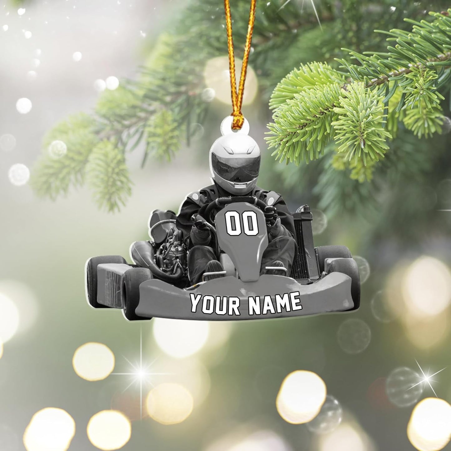 Personalized Racing Car Ornament – Custom Acrylic Drag Racing Christmas Decoration, Gift for Car Lovers and Drivers TR23