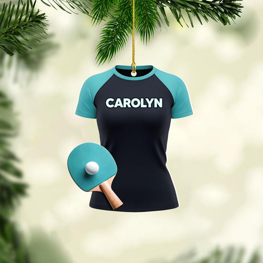 Personalized Ping Pong Christmas Ornament – Custom Name Acrylic 2D Flat Table Tennis Ornament, Holiday Decoration, Gift for Table Tennis Players TT3
