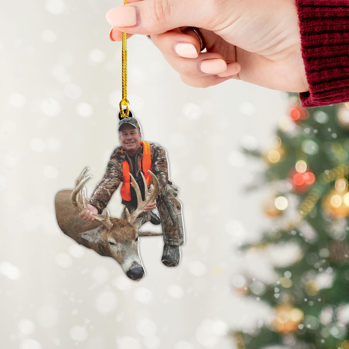 Personalized Hunting Ornament, Hunter Christmas Acrylic Ornament 2025 T09