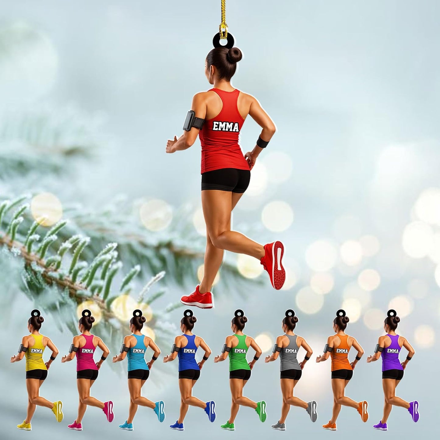 Custom Running Ornament – Personalized Marathon Acrylic Gift, Athlete Christmas Decoration TM19