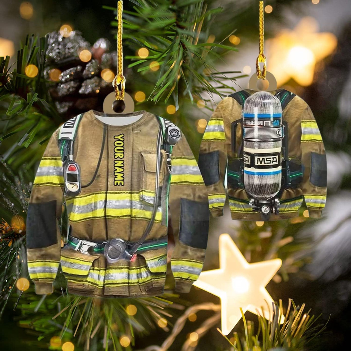 Personalized Firefighter Uniform Christmas Ornament Style 6