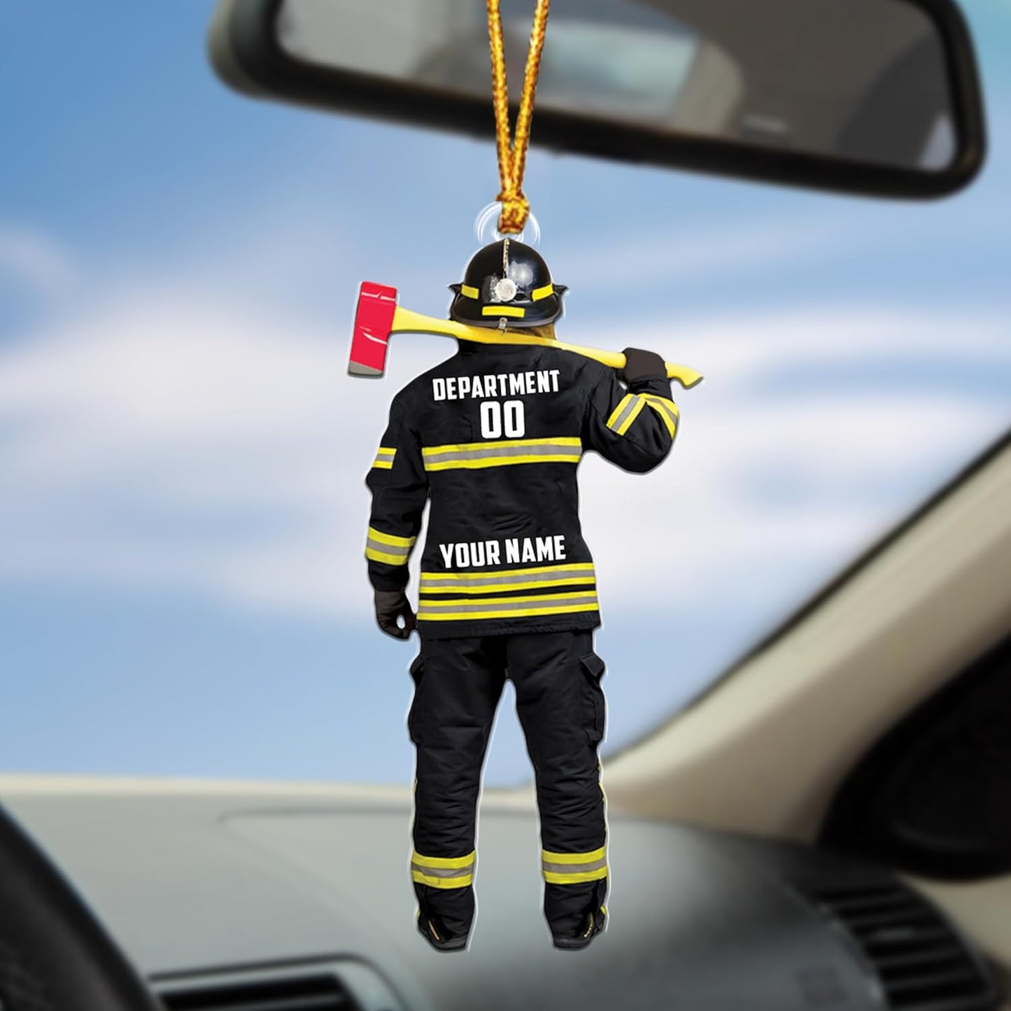 Personalized Firefighter Uniform Christmas Ornament Style 5