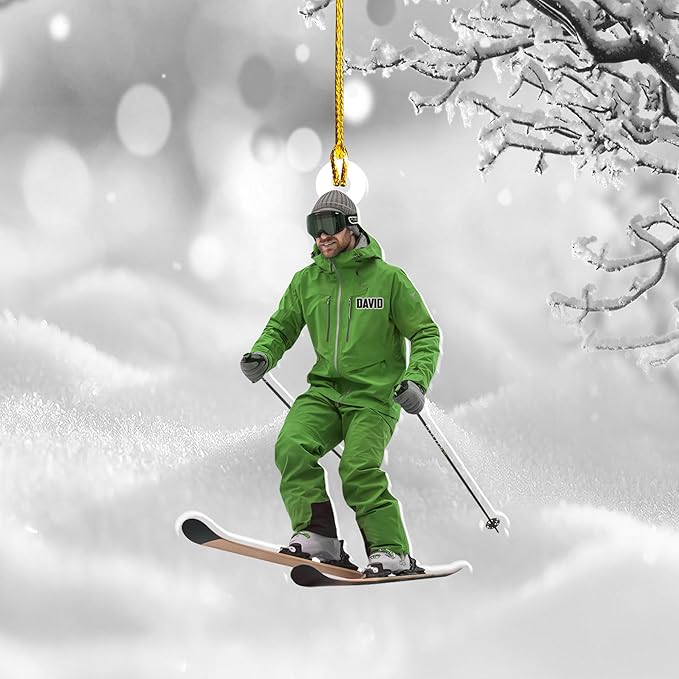 Personalized Snow Skiing Ornament, Custom Colored Skiing Mask Shape Ornament N11