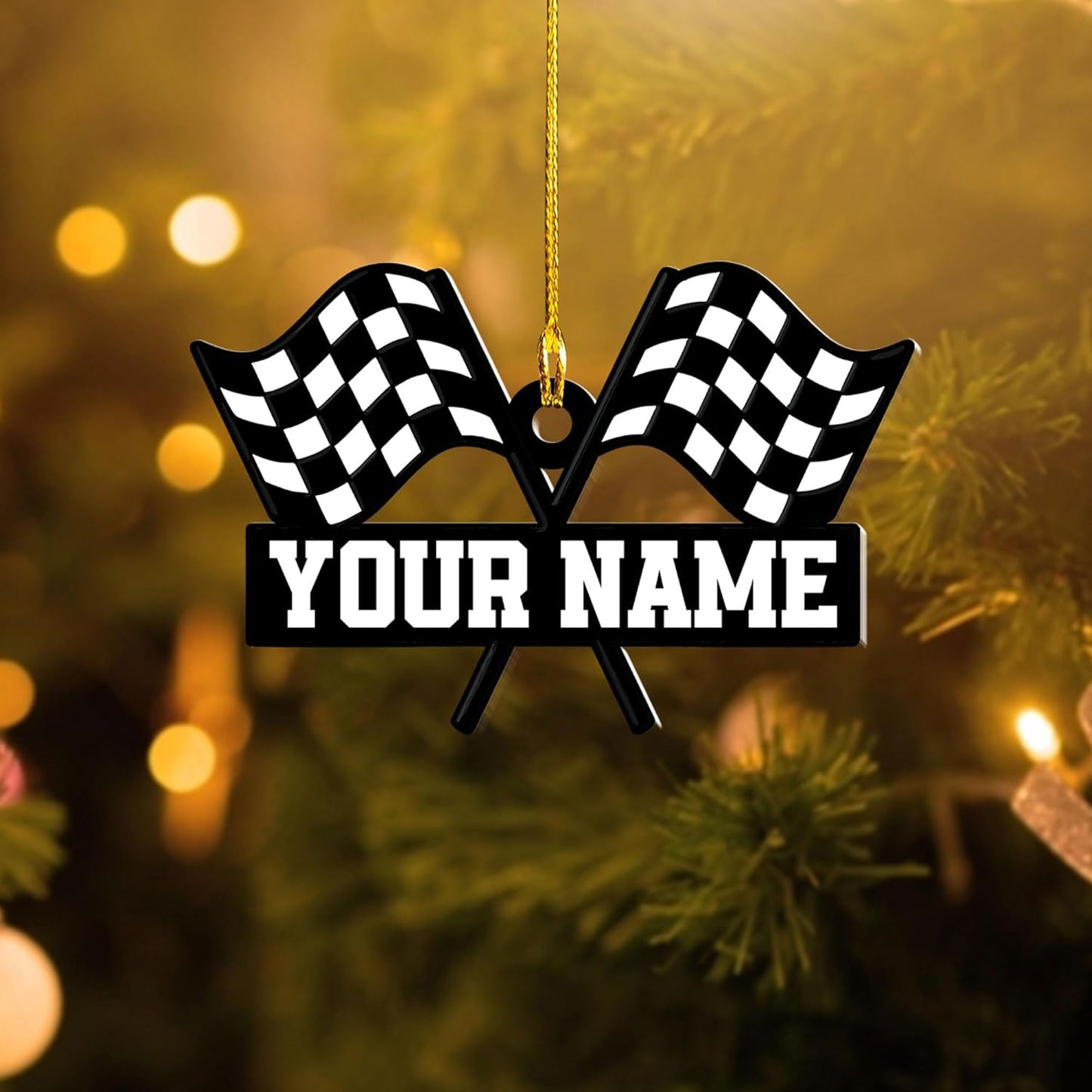 Personalized Racing Car Ornament – Custom Name Acrylic Race Car Christmas Decoration, Car Lover Gift TR11